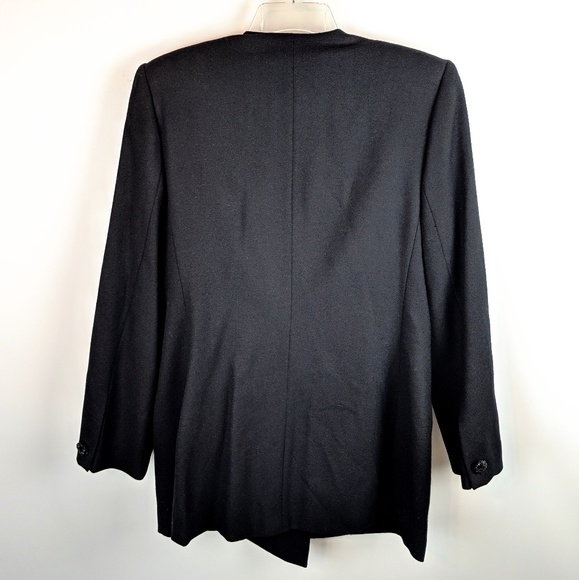 JOHN MEYER Vintage Black Beaded Collar Wool Double Breasted Blazer Size 10 - Picture 6 of 7